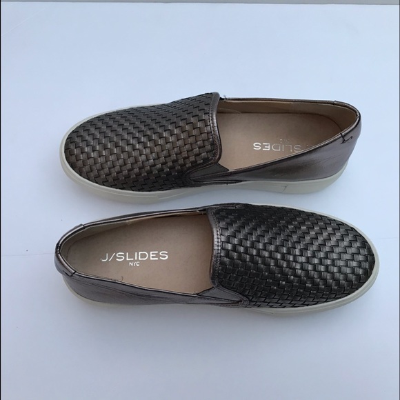J/SLIDES NYC Shoes - J/Slides Halsey Metallic Bronze Woven Slip On SZ 6